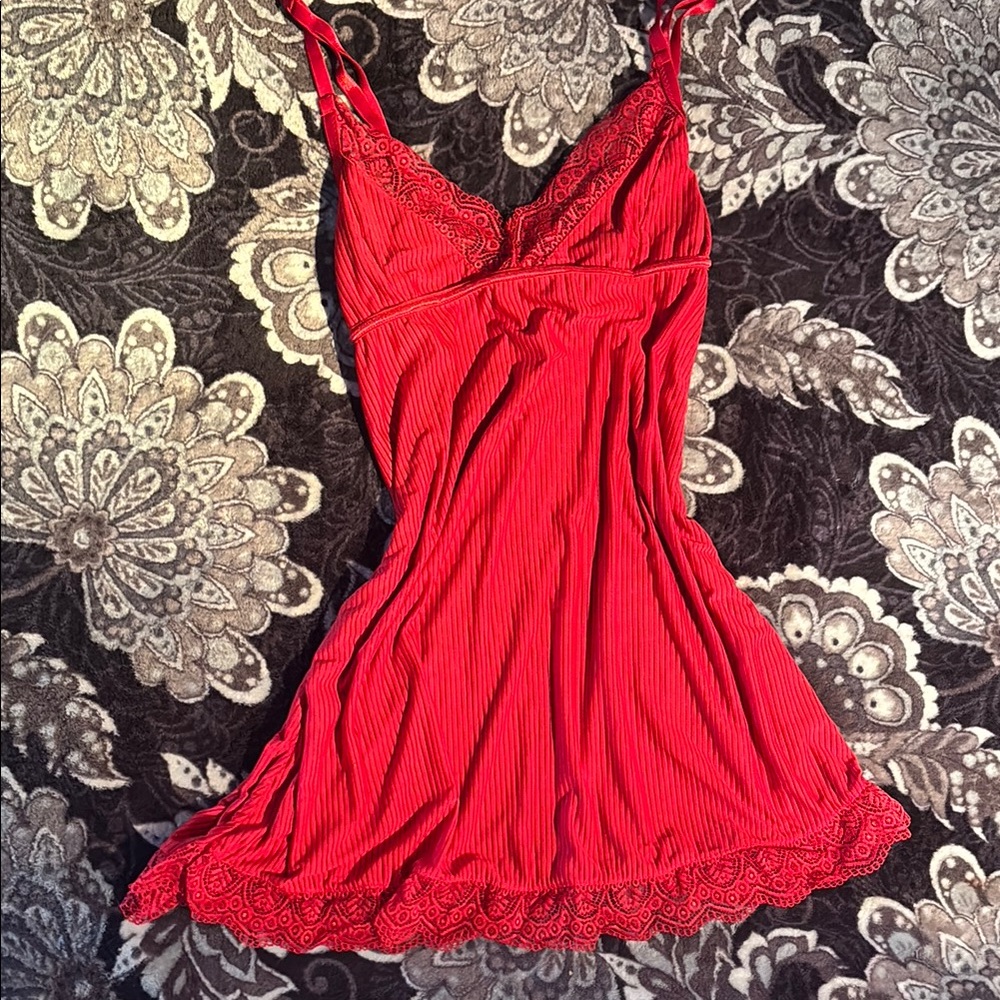 Red Lace Trim Chemise